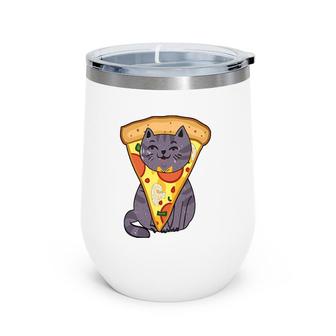 Pizza Cat Foodie Pet Lover Wine Tumbler | Mazezy
