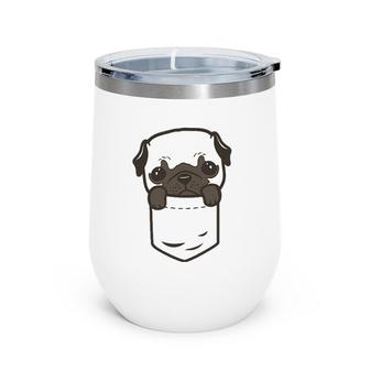 Pocket Pug Dog Puppy Face Pet Lover Owner Men Women Gift Wine Tumbler | Mazezy