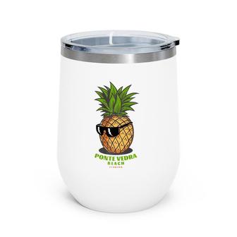Ponte Vedra Beach Florida Fl Cute Pineapple Sunglasses Premium Wine Tumbler | Mazezy