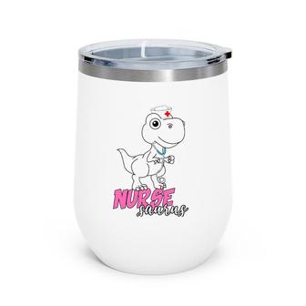 Prehistoric Dinosaurs Nurse Dress Dinos Eggs Nurse Decor Wine Tumbler | Mazezy