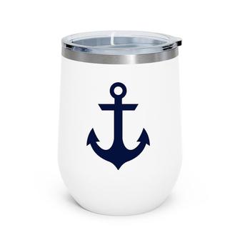 Preppy Nautical Anchor Gifts For Sailors Boaters & Yachting Wine Tumbler | Mazezy