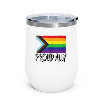 Proud Ally Pride Month Lgbtq Black Pride Flag Wine Tumbler | Mazezy