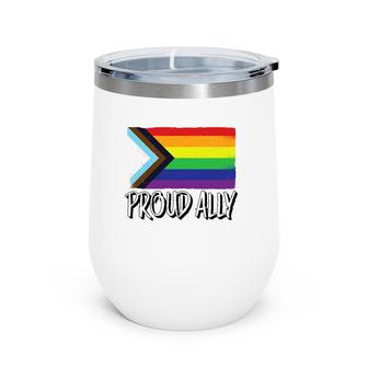Proud Ally Pride Month Lgbtq Black Pride Flag Wine Tumbler | Mazezy DE