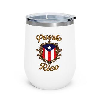 Puerto Rico Emblem Boricua Flag Puerto Rican Pride Wine Tumbler | Mazezy