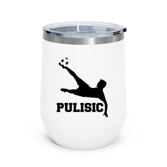 Pulisic Soccer Football Fan Silhouette And Football S Wine Tumbler | Mazezy