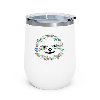 Puzzle Piece Ribbon Sloth Face Cool Autism Awareness Gifts Wine Tumbler | Mazezy