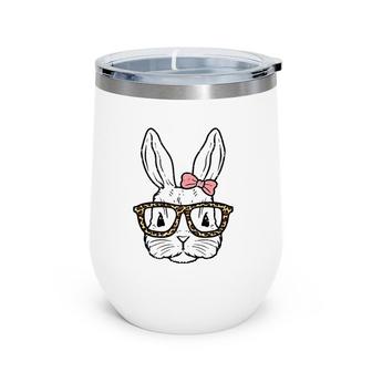 Rabbit Bunny Wearing Leopard Glasses Cute Easter Girls Women Tank Top Wine Tumbler | Mazezy