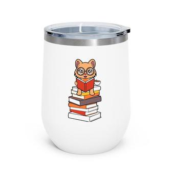 Reading And Cats Cute Cat Reading Wine Tumbler | Mazezy DE