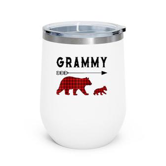 Red Plaid Buffalo Grammy Bear Christmas Pajama Family Gift Raglan Baseball Tee Wine Tumbler | Mazezy