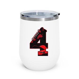 Red Thunder 4S Tee To Match Hiphop Shoes 4 Red Thunder Wine Tumbler | Mazezy