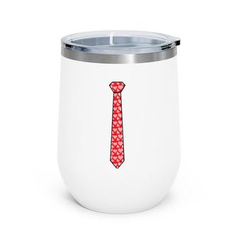 Red Tie With Hearts Cool Valentine's Day Funny Gift Wine Tumbler | Mazezy