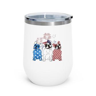 Red White Blue French Bulldog Usa Flag 4Th Of July Wine Tumbler | Mazezy