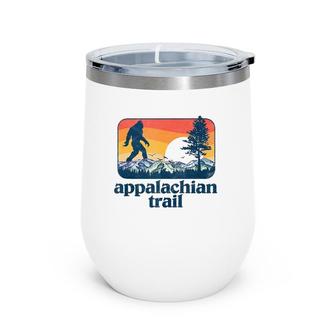 Retro Appalachian Trail Bigfoot Mountain Trees Outdoors Tank Top Wine Tumbler | Mazezy