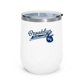 Retro Brooklyn Bums New York Baseball Ebbets Field Raglan Baseball Tee Wine Tumbler | Mazezy