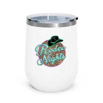 Retro Leopard Cowboy Hat Rodeo Night Western Country Cowgirl Wine Tumbler | Mazezy