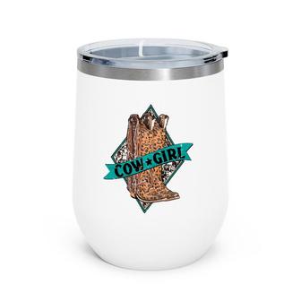 Retro Leopard Cowgirl Boots Western Country Cowboy Rodeo Dad Wine Tumbler | Mazezy