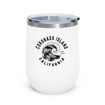 Retro Ocean Wave Coronado Island California Novelty Design Wine Tumbler | Mazezy