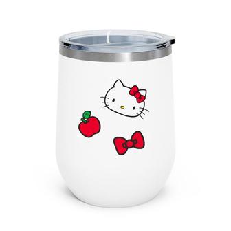Retro Patches Red Apple Bow Wine Tumbler | Mazezy