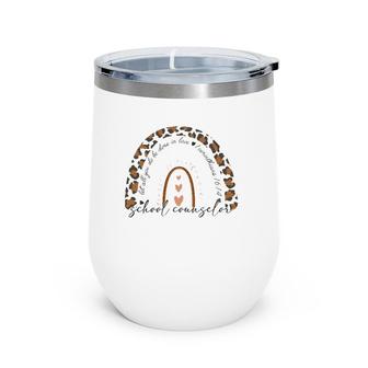 Retro Rainbow Leopard School Counselor Back To School Wine Tumbler | Mazezy