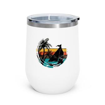 Retro Sailing Sailor Tropical Beach Sail Sea Sailing Wine Tumbler | Mazezy