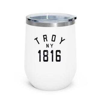 Retro Troy Ny New York 1816 City Usa Wine Tumbler | Mazezy