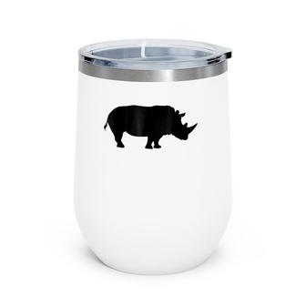 Rhinoceros Solid Black Silhouette Rhino Wine Tumbler | Mazezy