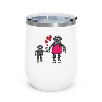 Robot Mom Mother And Son Love Mother's Day Wine Tumbler | Mazezy