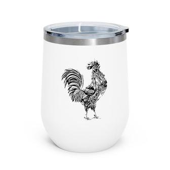 Rooster Chicken Motif Farmer Colorful Farm Animals Chickens Wine Tumbler | Mazezy