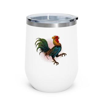 Rooster Male Chickens Awesome Birds Rooster Crows Wine Tumbler | Mazezy
