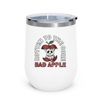 Rotten To The Core Bad Apple Funny Retro Wine Tumbler | Mazezy