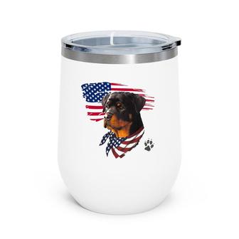 Rottweiler American Flag Awesome Cool Wine Tumbler | Mazezy