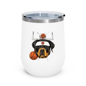 Rottweiler Basketball Dog Lovers Basketball Player Wine Tumbler | Mazezy