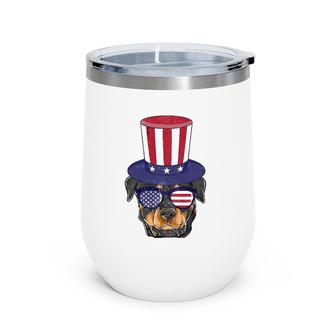 Rottweiler Patriotic Dog Mom & Dad S 4Th Of July Usa Wine Tumbler | Mazezy