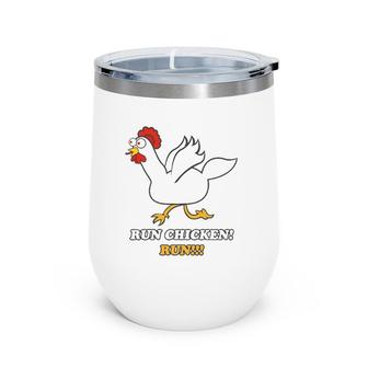 Running Design Chickens Classic Cartoon Comedy Arts For Fans Wine Tumbler | Mazezy