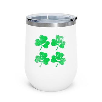 Saint Patrick's Day Clover Four Leaf Shamrock Lucky Wine Tumbler | Mazezy