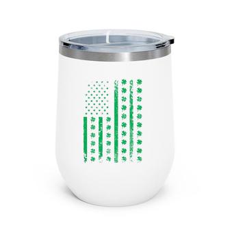 Saint St Patrick's Day Usa American Irish Shamrock Ireland Wine Tumbler | Mazezy