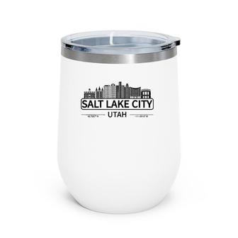 Salt Lake City Utah Cityscape, Travel To Salt Lake City Raglan Baseball Tee Wine Tumbler | Mazezy