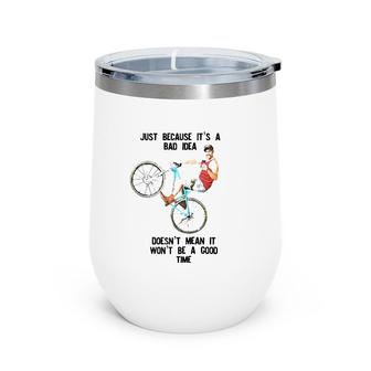 Sam K Trouble Cycling Raglan Baseball Tee Wine Tumbler | Mazezy