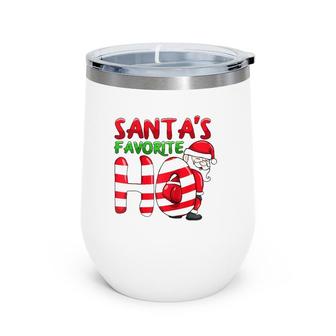 Santa's Favorite Ho Funny Girls Christmas Raglan Baseball Tee Wine Tumbler | Mazezy