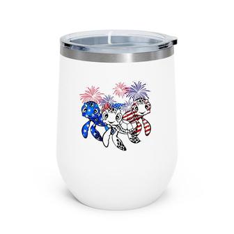 Sea Turtles 4Th Of July American Usa Flag Patriotic Wine Tumbler | Mazezy