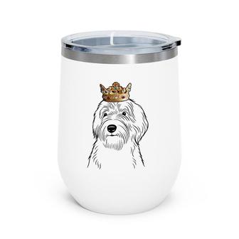 Sheepadoodle Dog Wearing Crown Dog Lover Wine Tumbler | Mazezy