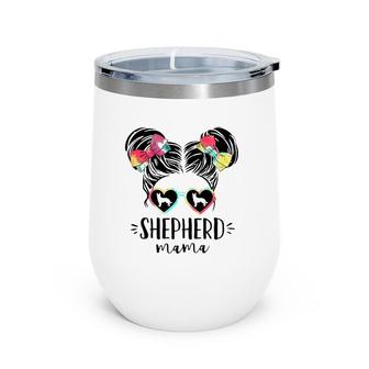 Shepherd Mama Gifts Double Bun Hair German Shepherd Mom Gift Wine Tumbler | Mazezy