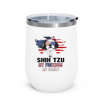 Shih Tzu American Flag - Patriotic Dog Lover Gift Wine Tumbler | Mazezy