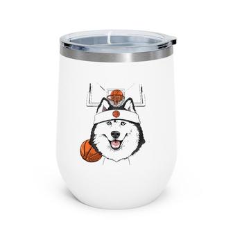 Siberian Husky Basketball Dog Lovers Basketball Player Wine Tumbler | Mazezy