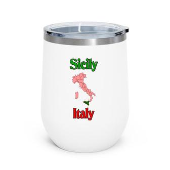 Sicily Italy Sicily Italy On Map Wine Tumbler | Mazezy