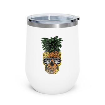 Skull Pineapple Hawaii Aloha Wine Tumbler | Mazezy