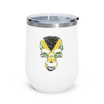 Skull With Jamaica Flag Skeleton Jamaican Roots Wine Tumbler | Mazezy