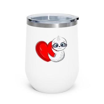 Sloth Valentine's Day Kids Girls Women Heart Cute Sloth Vday Wine Tumbler | Mazezy