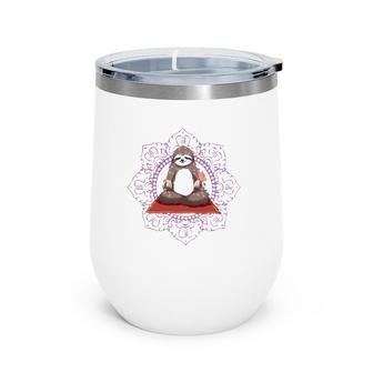 Sloth Yoga Gift I Funny Meditation Workout Tee Wine Tumbler | Mazezy UK