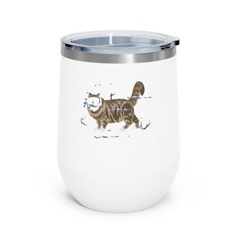 Snorkeling Cat Snorkeling Underwater Wine Tumbler | Mazezy